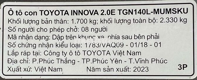 Innova 2023 Số sàn Một Chủ full lịch sử hãng