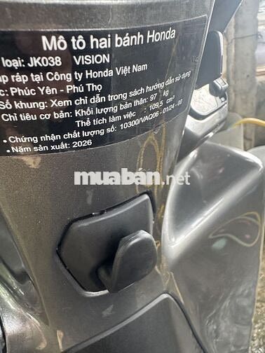 Honda Vision 2026 Xám bóng 57 km