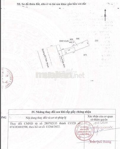 Chính chủ bán 442.3m2 đất mặt tiền ĐT 744, Thanh Tuyền, Dầu Tiếng