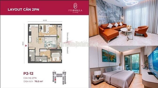 BÁN CĂN HỘ PENINSULA ĐÀ NẴNG 76M² – TẦNG 9 – VIEW ĐÔNG NAM