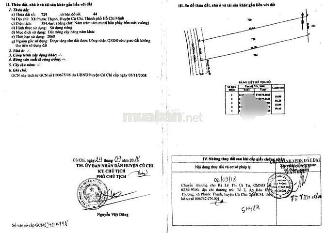 Chủ cần bán gấp lô đất đường nhựa xã phước thạnh Củ chi 584,4m2 750tr