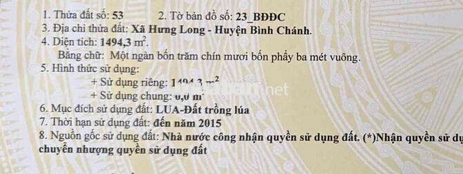 Cần bán 2 lô đất liền kề ở Bình Chánh
