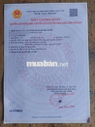 🔥 CẦN TIỀN BÁN GẤP LÔ ĐẤT GIÁ RẺ TẠI LỘC HƯNG 🔥