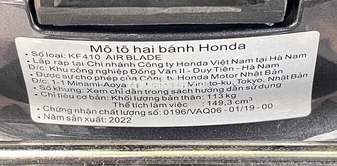 Airblade 150 ABS 2022 bao kí giấy