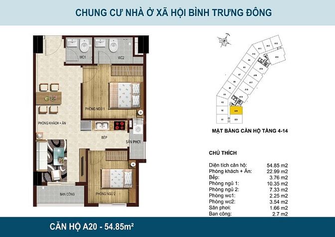 Bán căn hộ HQC Bình Trưng Đông (Blue Sky Tower) Quận 2 2PN giá từ 2,5 
