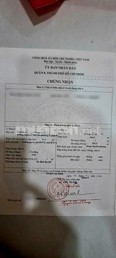 CHUNG CƯ NGUYỄN THỊ TẦN P2 Q8-  61,9M2 SHR CẠNH CHỢ RẠCH ÔNG THANG MÁY