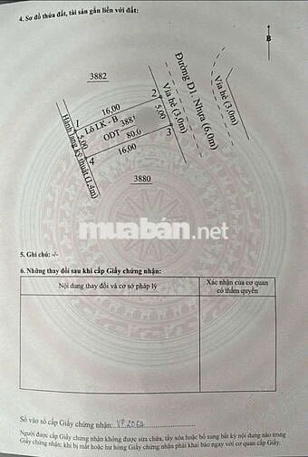 Đất ngay ubnd p.Thới Hòa, Bến Cát chỉ 1ty170 (thương lượng) DT80m2