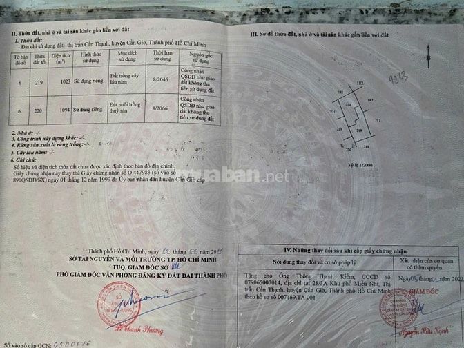 Bán đất trung tâm thị trấn cần thạnh cần giờ TP HCM 