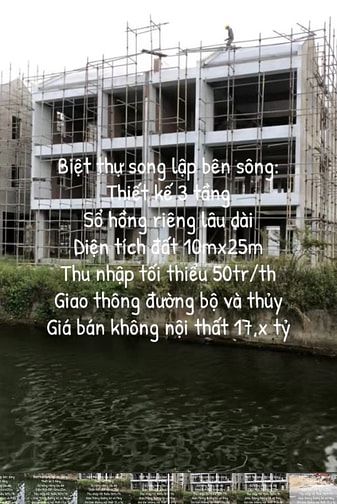 Biệt thự đẹp mặt sông, cho thuê tối thiểu 50tr/tháng, giá bán 17,x tỷ