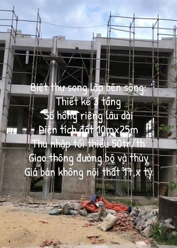 Biệt thự đẹp mặt sông, cho thuê tối thiểu 50tr/tháng, giá bán 17,x tỷ