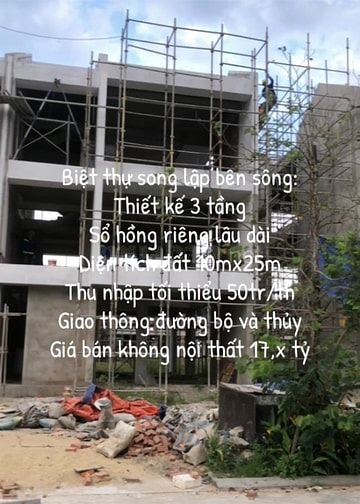 Biệt thự đẹp mặt sông, cho thuê tối thiểu 50tr/tháng, giá bán 17,x tỷ