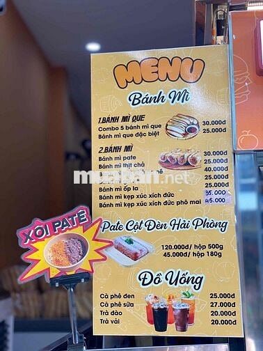 cần sang nhượng gấp cửa hàng bánh mì Cột đèn ăn nhanh