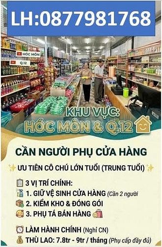Thông báo Tuyển Dụng- Bán Hàng- Tạp Vụ hỗ trợ bán hàng -Đóng gói hàng