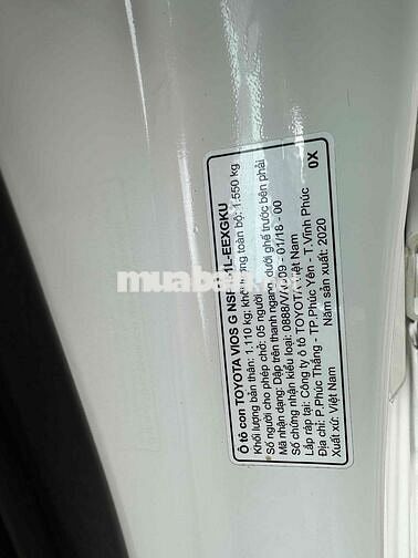 Toyota Vios G 2020 76.839 km Trắng