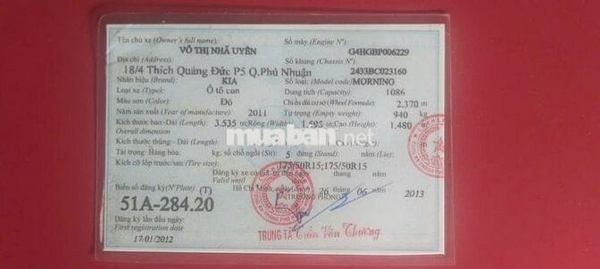 HCM KIA Morning 2011 Đỏ 52746 km