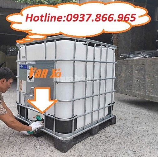 Bồn nhựa công nghiệp có khung, tank cũ, bồn nhựa màu trắng 1000l hàng 