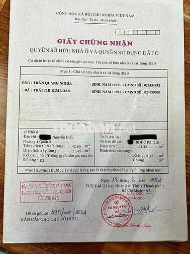 Nhà hẻm 4m đường Nguyễn Biểu Quận 5
