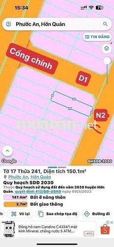 bán lô đất thổ cư trung tâm xã Phước an huyện hớn quản tỉnh bình Phước