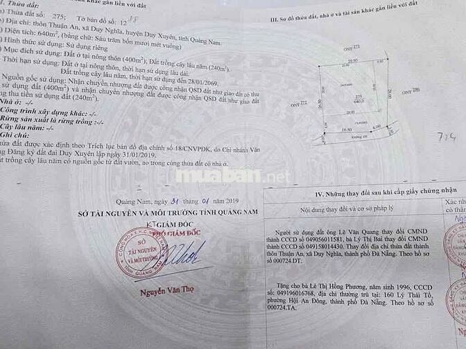 Cần Bán Lô Đất Diện Tích Lớn - Gần Hội An