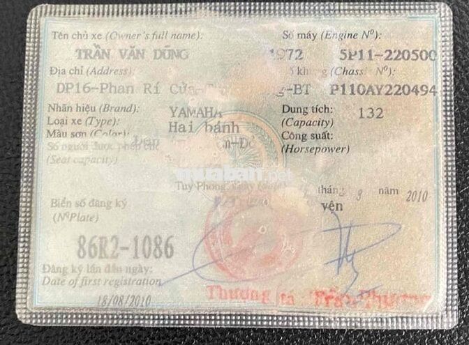 Bán xe Yamaha Nouvo 4 2010, BS86, Giấy tờ đầy đủ
