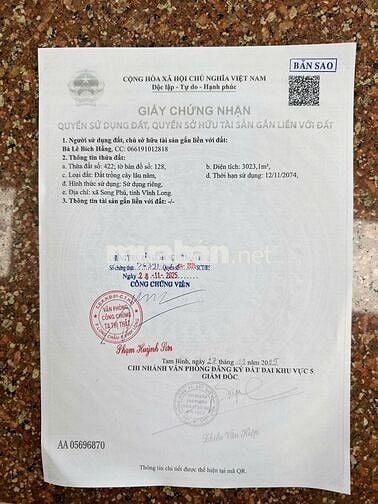 Mặt Tiền 100m, Đường bê tông 3,5 mét, Ngay xã Phú Thịnh Cũ