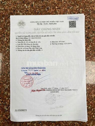 Mặt Tiền 100m, Đường bê tông 3,5 mét, Ngay xã Phú Thịnh Cũ