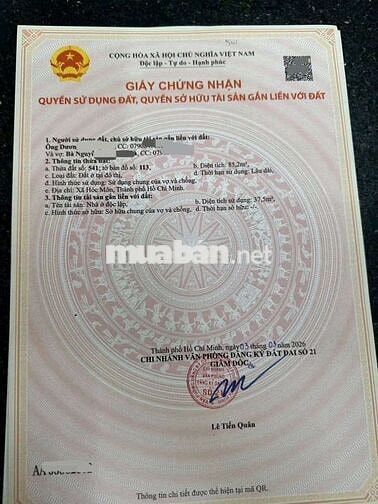 Đất 5 x 17m Mặt Tiền Đường nhánh Khu Đồng Tâm - Song Hành 