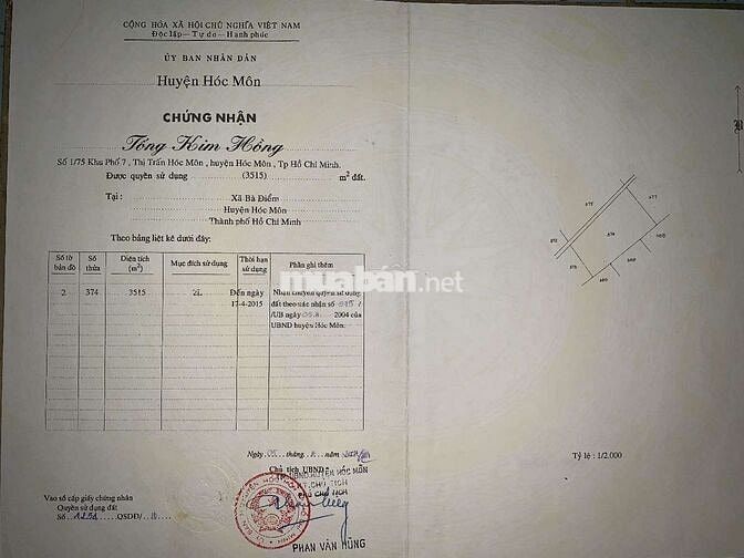 Cần bán gấp đất lúa đối diện trường Bùi Văn Ngữ - Bà điểm 4