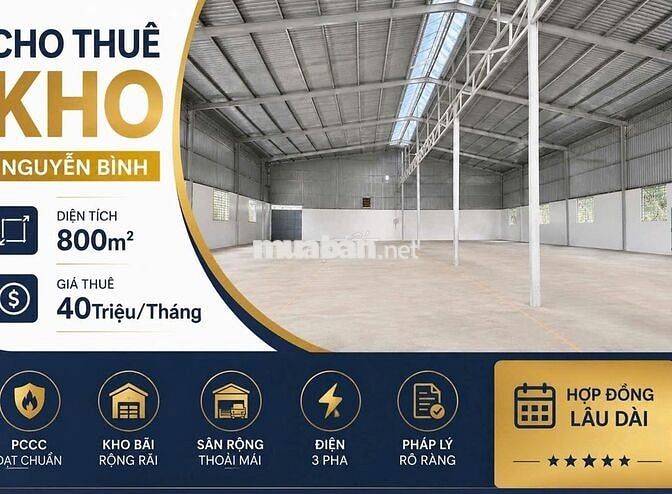 Cho thuê kho Nguyễn Bình – sân rộng – điện 3 pha – giá tốt khu Nhà Bè