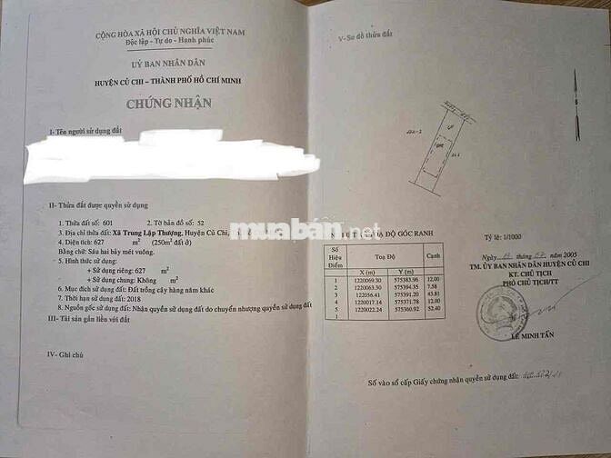 Cần bấn gấp miếng đất ở Củ Chi CHÍNH CHỦ CÔNG CHỨNG