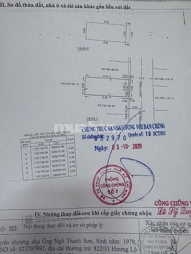 Bán nhà 730/29/52 hương lộ 2 ngang 4x11 trệt lầu đúc thật giá 4t7 tl.