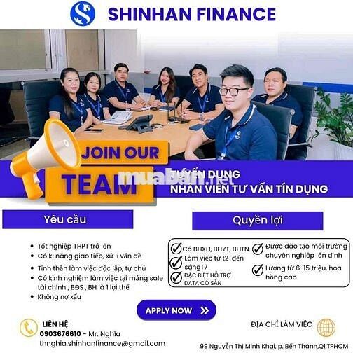 Nhân viên kinh doanh Shinhan Finance Quận 1