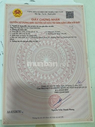Bán đất thạnh Xuân 52 phường thới an tphcm