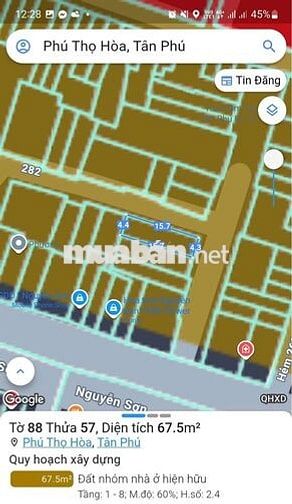Nhà góc chợ 2MT 264/5 Nguyễn Sơn, Tân Phú, 3 tầng, hướng Đông, 9.8 tỷ