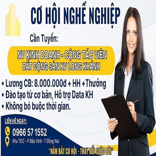 TÌM CỘNG TÁC VIÊN VÀ NHÂN VIÊN KINH DOANH BĐS KHU VỰC TP LONG KHÁNH