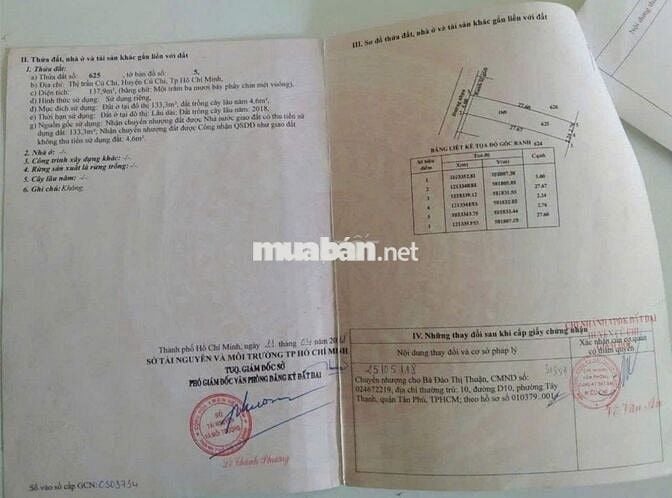 ĐẤT 520 TRIỆU MẶT TIỀN KINH DOANH HUỲNH VĂN CỌ, T.TRẤN CỦ CHI ,FULLTHỔ