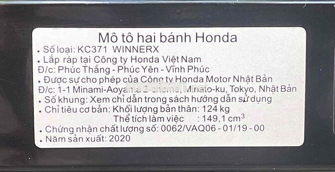 Honda Winner X ABS 2020 bao kí giấy