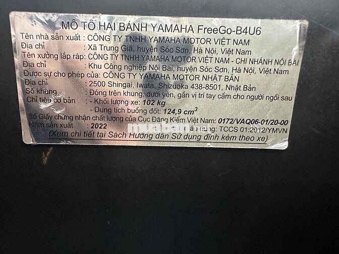 Yamaha FreeGo S ( ĐỜI 2022 ) BS: 95 Hậu Giang