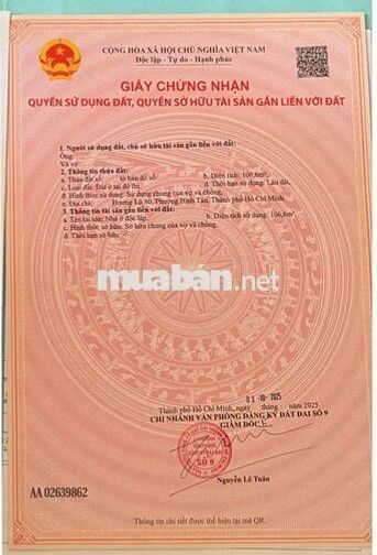 BÁN ĐẤT SÁT MẶT TIỀN HƯƠNG LỘ 80 - DT. 104M2 FULL THỔ CƯ - GIÁ 4.6TỶ