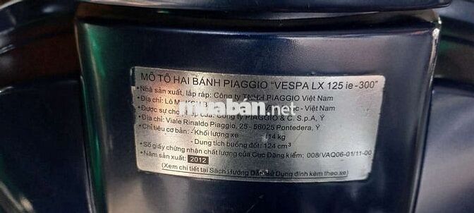 Vespa fi 125cc 2012 máy zin chưa rớt đầu.êm ru
