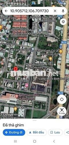 ĐẤT BIỆT THỰ VIP DT 200M LÁI THIÊU SAU SIÊU THỊ LOTTE
