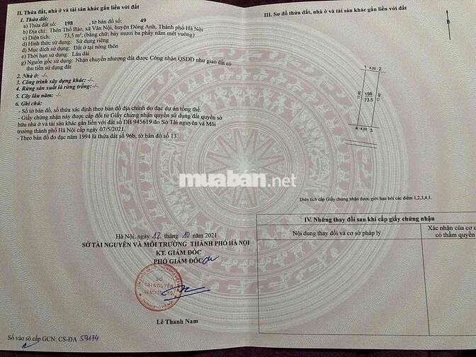 Chính chủ tôi cần bán nhanh nhà 4 tầng Vân Nội 74m2 Gần chợ Vân Trì