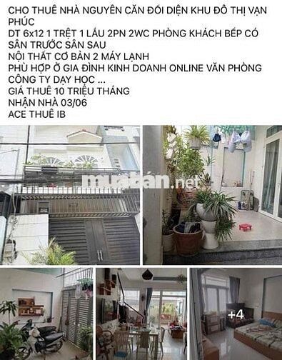 Cho thuê Nhà Nguyên Căn Mặt Tiền KD  ngay Trung Tâm Linh Đông Cách Phạ