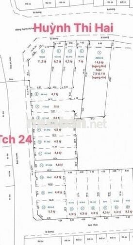 Đất 4,02 x 20m Mặt tiền Huỳnh Thị Hai. Đoạn gần Nguyễn Ảnh Thủ 