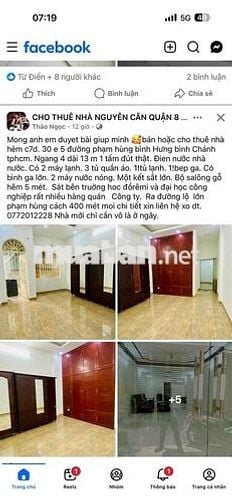 🏠NHÀ cho thuê căn GỐC 2 MẶT TIỀN p5 Q8 HẺM XE HƠI 🚘🚘 Cách chợ Bùi Minh