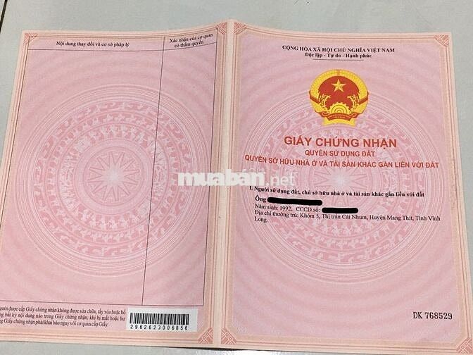 Chỉ từ 270 sở hữu ngay nền 144m² xã Nhơn Phú, Vĩnh Long