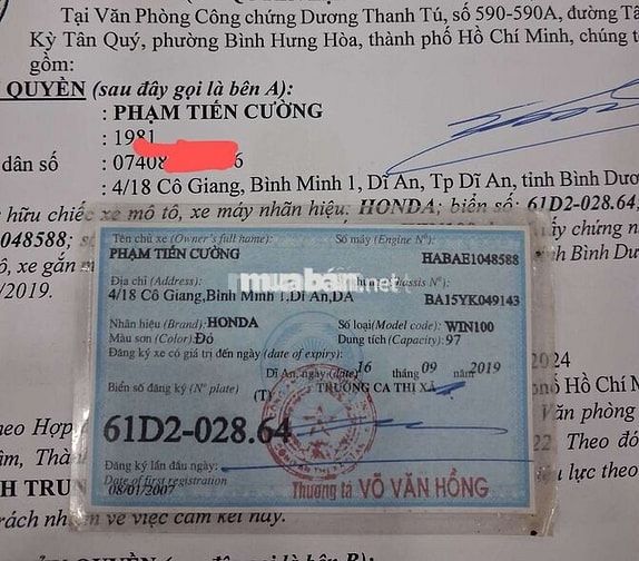 Honda Win chính chủ công chứng liền, có giao lưu