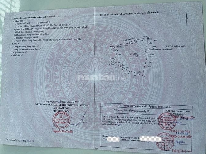 BÁN ĐẤT FULL THỔ NGAY SÁT VÀNH ĐAI TÂN AN