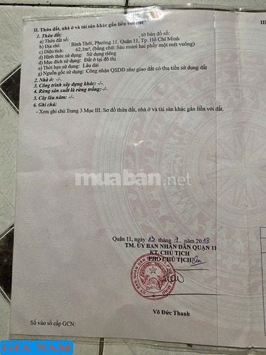BÁN NHÀ MẶT TIỀN KINH DOANH : 117 BÌNH THỚI - P. 11 - Q. 11 - TPHCM