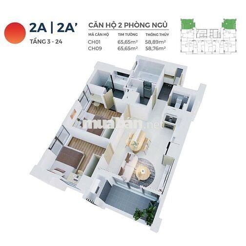 BÁN CĂN HIYORI 2PN GIÁ CĐT BÀN GIAO FULL NỘI THẤT LIỀN TƯỜNG CAO CẤP 